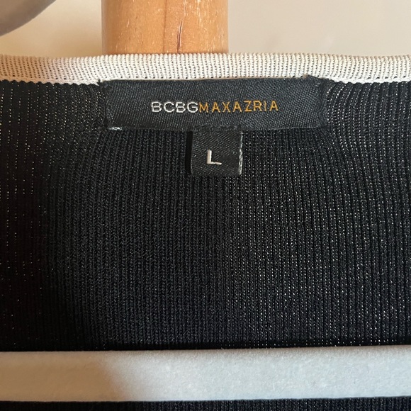 BCBGMaxAzria L GORGEOUS Black/White Cardigan BowHook/Eye Closure.Slit Bell Cuffs - Picture 2 of 6